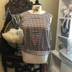 Preston & York NWT XL White Navy Red Top